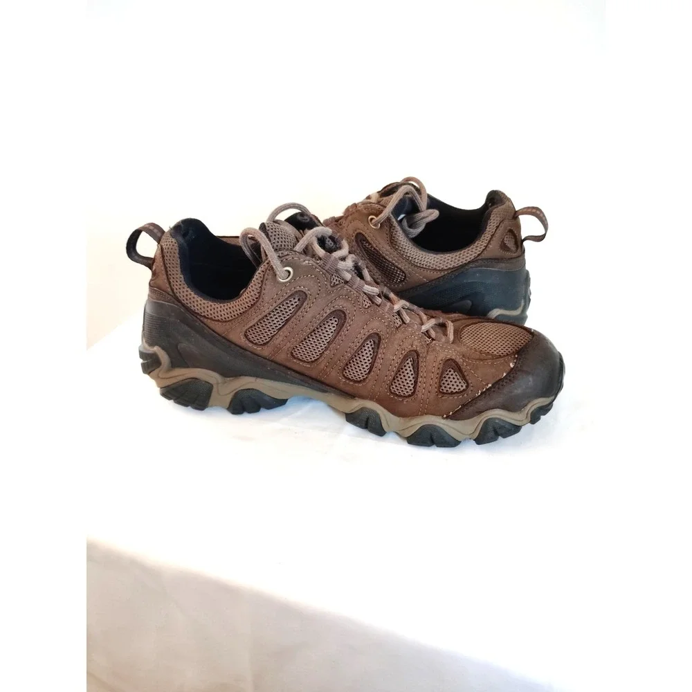 Oboz Men 12 Sawtooth II Low Brown Leather Mesh Durable Rugged Trail Hiking Shoes